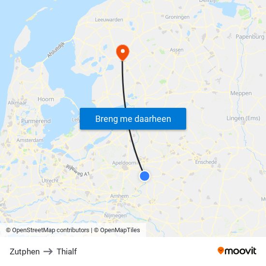 Zutphen to Thialf map