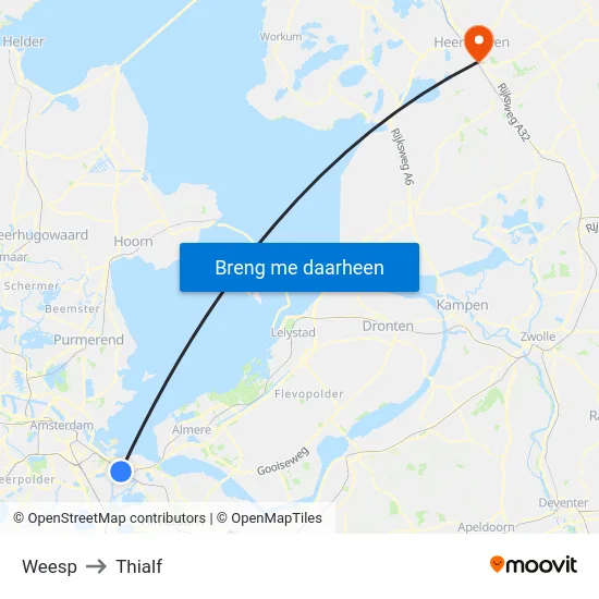 Weesp to Thialf map
