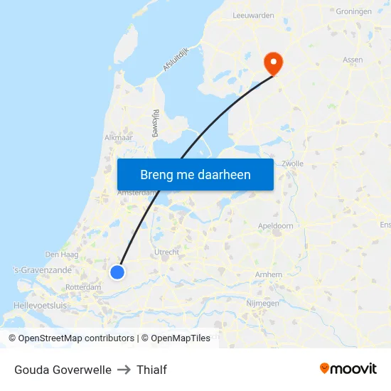 Gouda Goverwelle to Thialf map