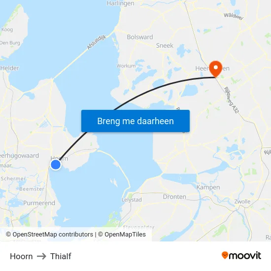 Hoorn to Thialf map