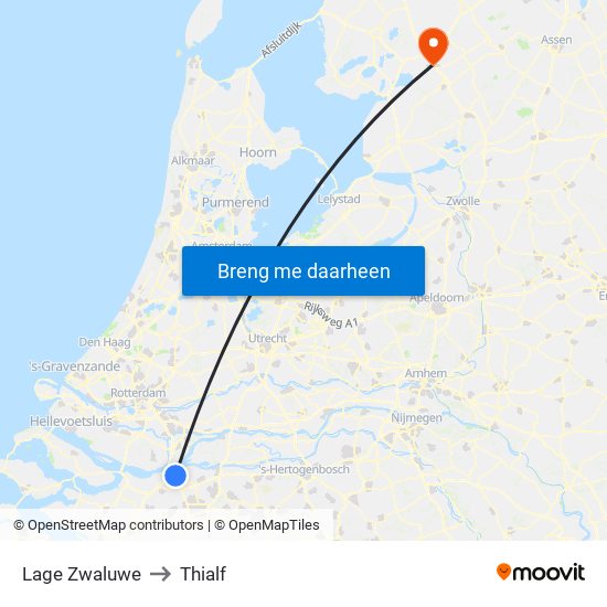 Lage Zwaluwe to Thialf map