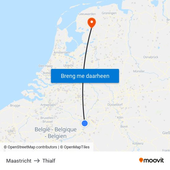 Maastricht to Thialf map