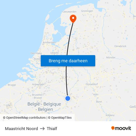 Maastricht Noord to Thialf map