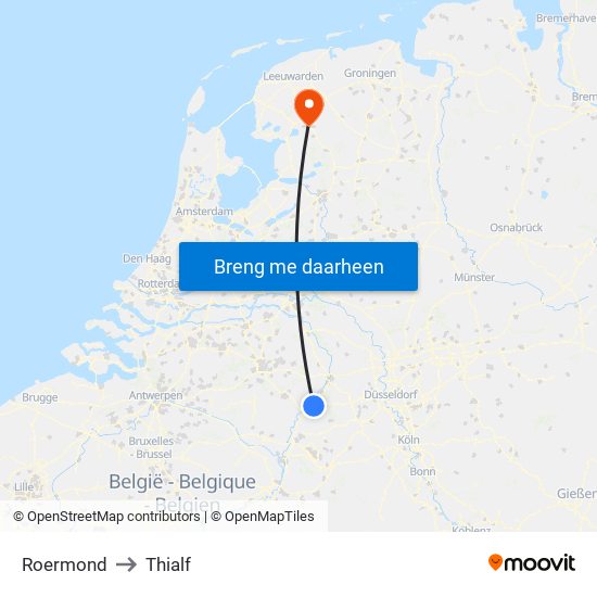 Roermond to Thialf map