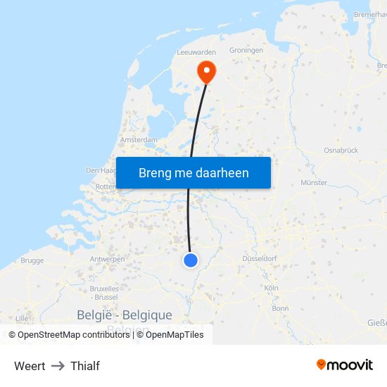 Weert to Thialf map