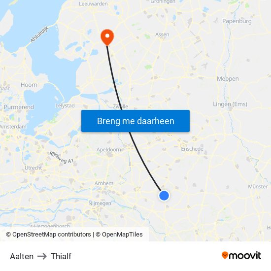 Aalten to Thialf map