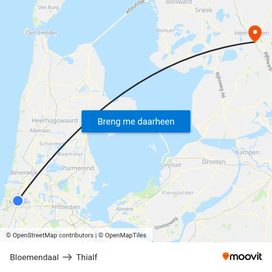 Bloemendaal to Thialf map