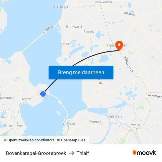 Bovenkarspel-Grootebroek to Thialf map