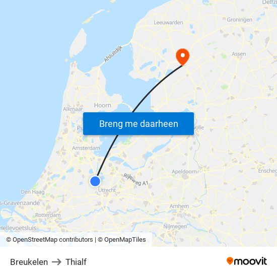 Breukelen to Thialf map