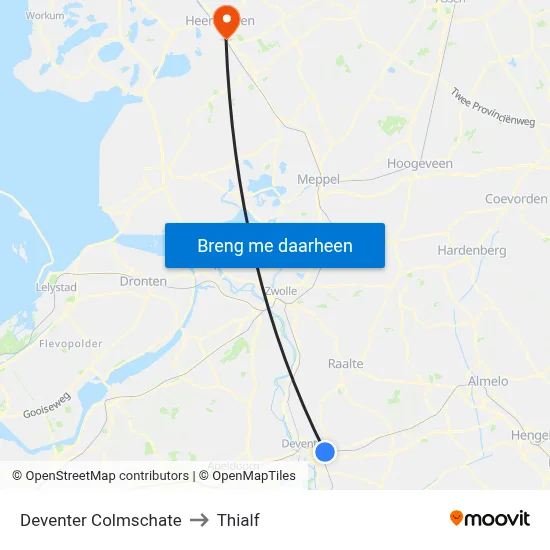 Deventer Colmschate to Thialf map