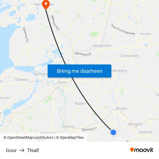 Goor to Thialf map