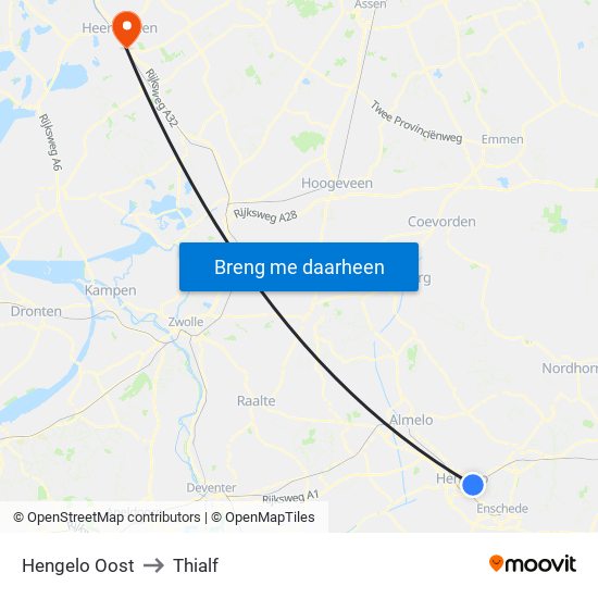 Hengelo Oost to Thialf map
