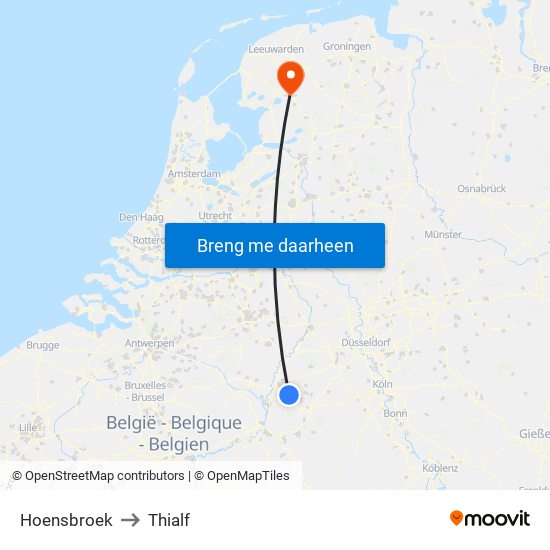 Hoensbroek to Thialf map