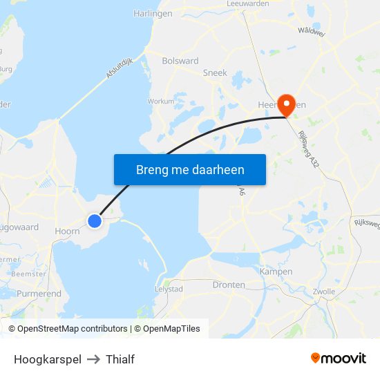 Hoogkarspel to Thialf map