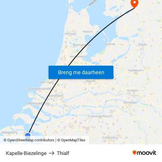 Kapelle-Biezelinge to Thialf map