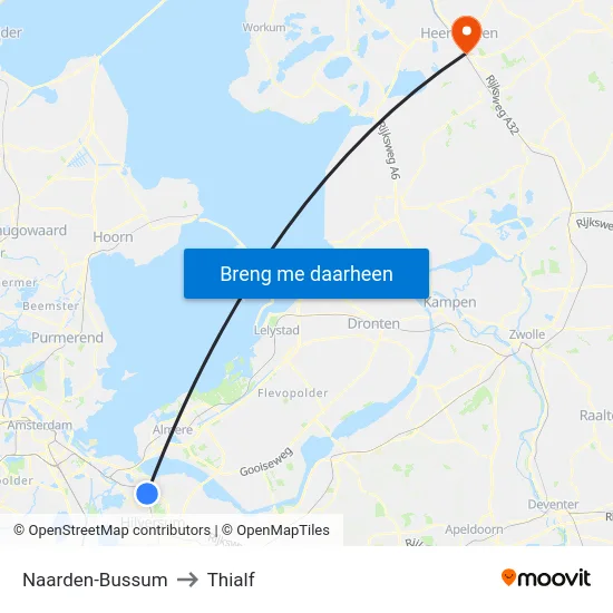 Naarden-Bussum to Thialf map