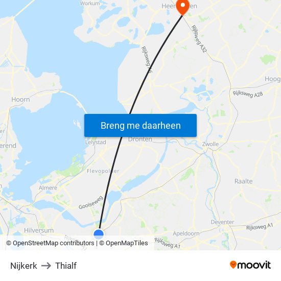 Nijkerk to Thialf map