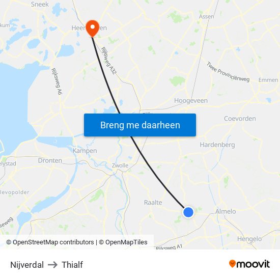 Nijverdal to Thialf map