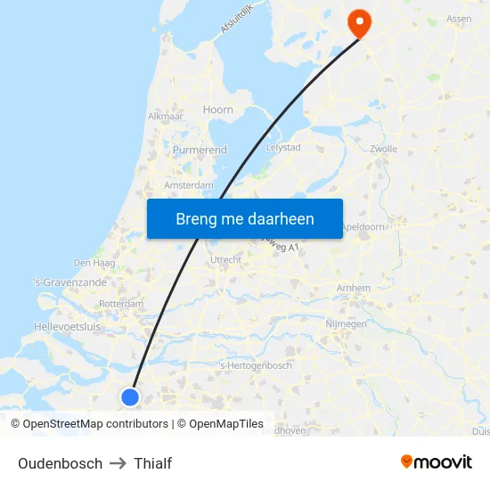 Oudenbosch to Thialf map