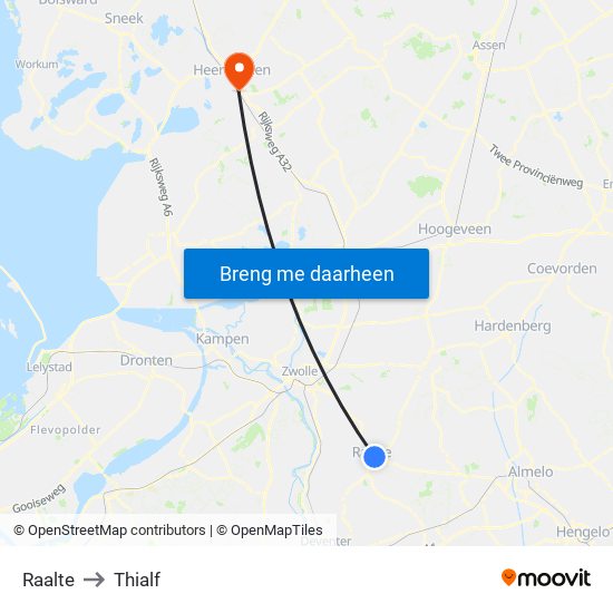 Raalte to Thialf map