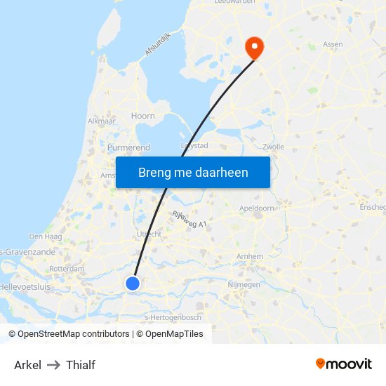 Arkel to Thialf map