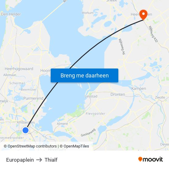 Europaplein to Thialf map