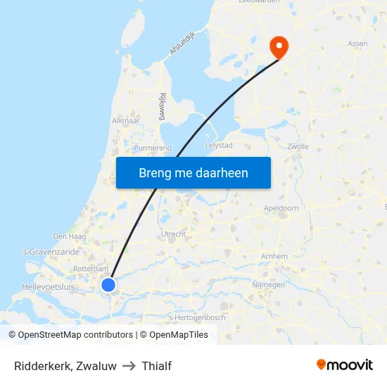 Ridderkerk, Zwaluw to Thialf map