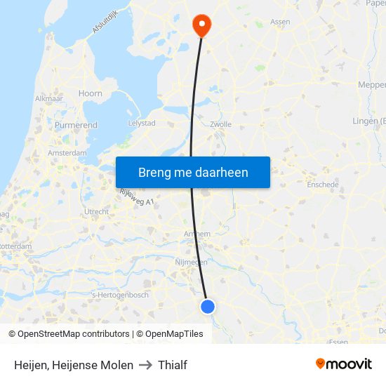 Heijen, Heijense Molen to Thialf map