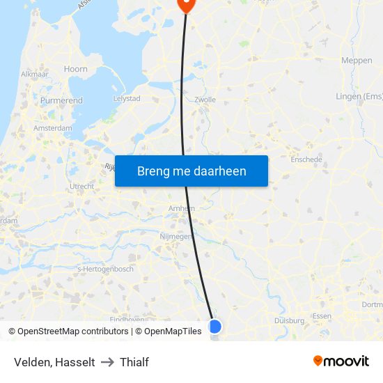 Velden, Hasselt to Thialf map