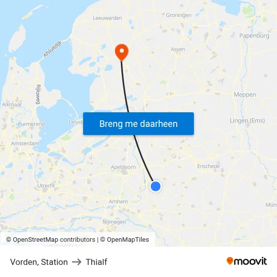 Vorden, Station to Thialf map