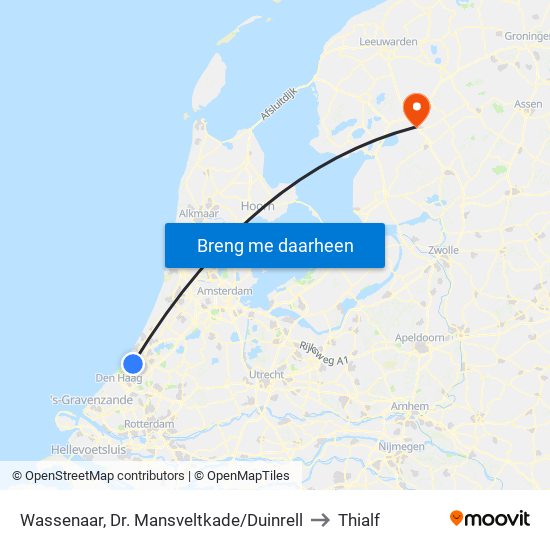 Wassenaar, Dr. Mansveltkade/Duinrell to Thialf map