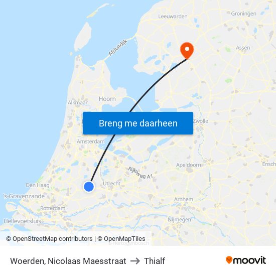 Woerden, Nicolaas Maesstraat to Thialf map