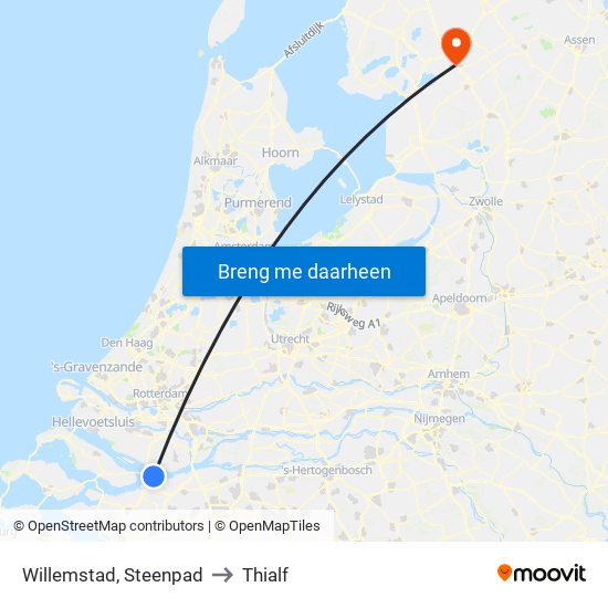 Willemstad, Steenpad to Thialf map