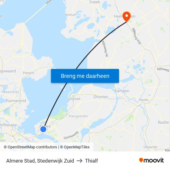 Almere Stad, Stedenwijk Zuid to Thialf map