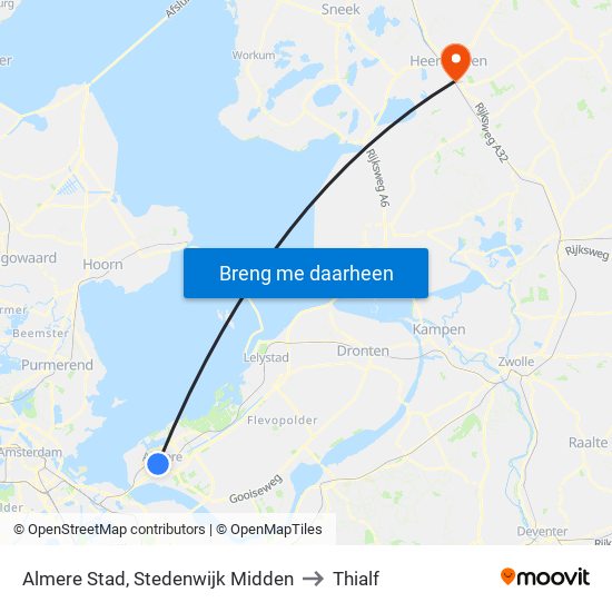 Almere Stad, Stedenwijk Midden to Thialf map