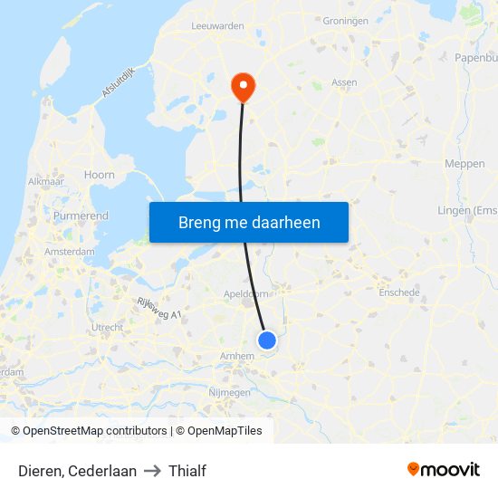 Dieren, Cederlaan to Thialf map