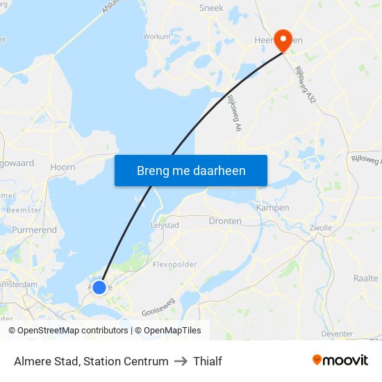 Almere Stad, Station Centrum to Thialf map