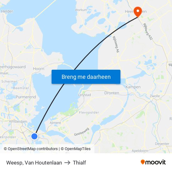 Weesp, Van Houtenlaan to Thialf map