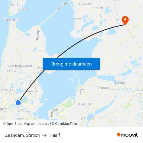 Zaandam, Station to Thialf map