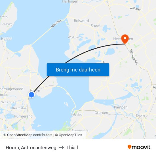 Hoorn, Astronautenweg to Thialf map