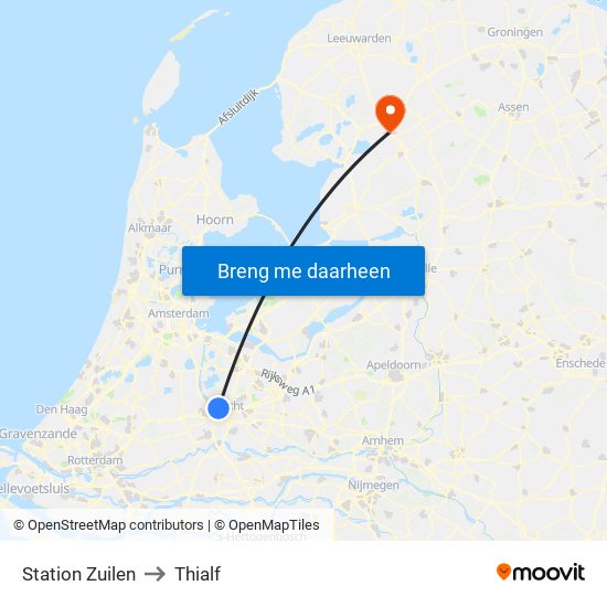 Station Zuilen to Thialf map