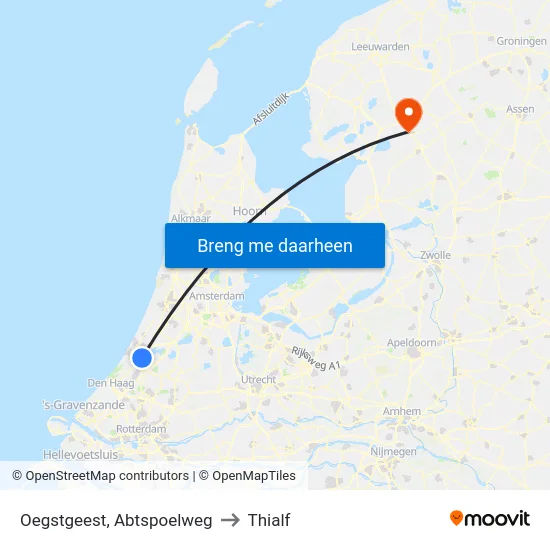 Oegstgeest, Abtspoelweg to Thialf map