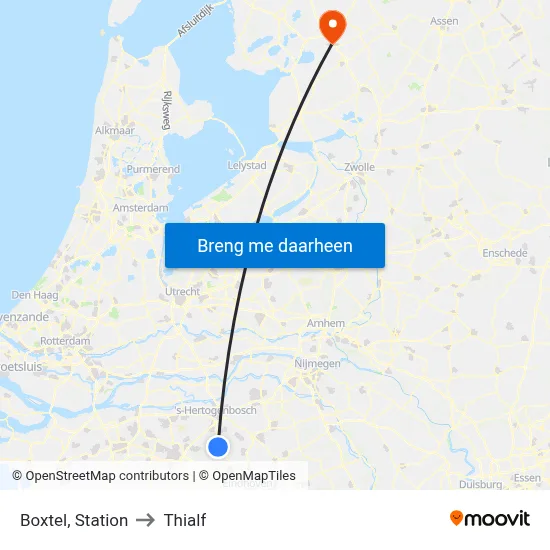 Boxtel, Station to Thialf map