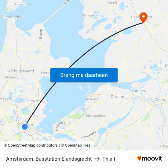Amsterdam, Busstation Elandsgracht to Thialf map