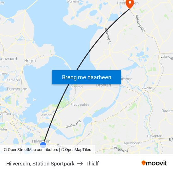 Hilversum, Station Sportpark to Thialf map