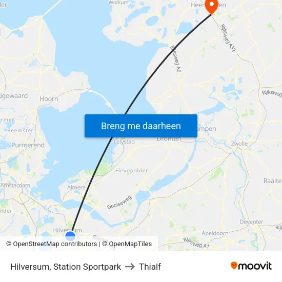 Hilversum, Station Sportpark to Thialf map