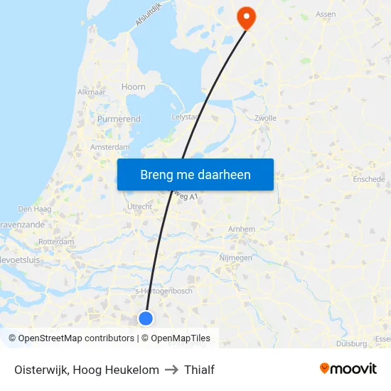 Oisterwijk, Hoog Heukelom to Thialf map