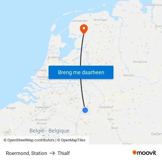 Roermond, Station to Thialf map