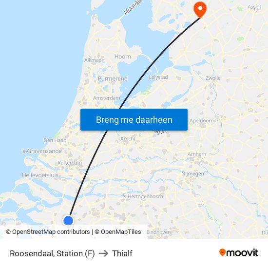 Roosendaal, Station (F) to Thialf map