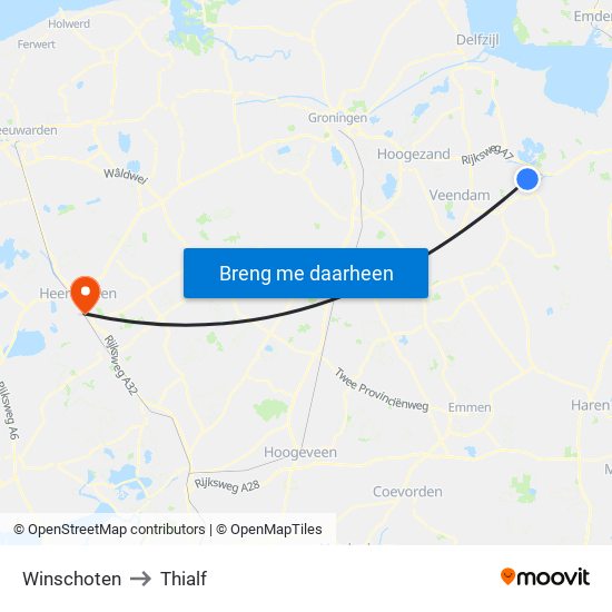 Winschoten to Thialf map